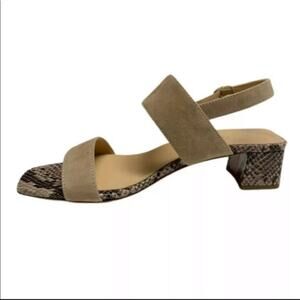 Avellini Vero Cuoio Italy Sandals 2" Block Heel Snake Skin, Suede Straps  9